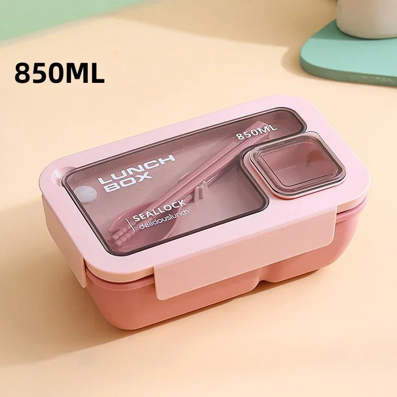 1pcs Lunch Box Portable Lunch Bags for Children School Office Bento Box with Tableware  Complete Kit Microwavable Heating