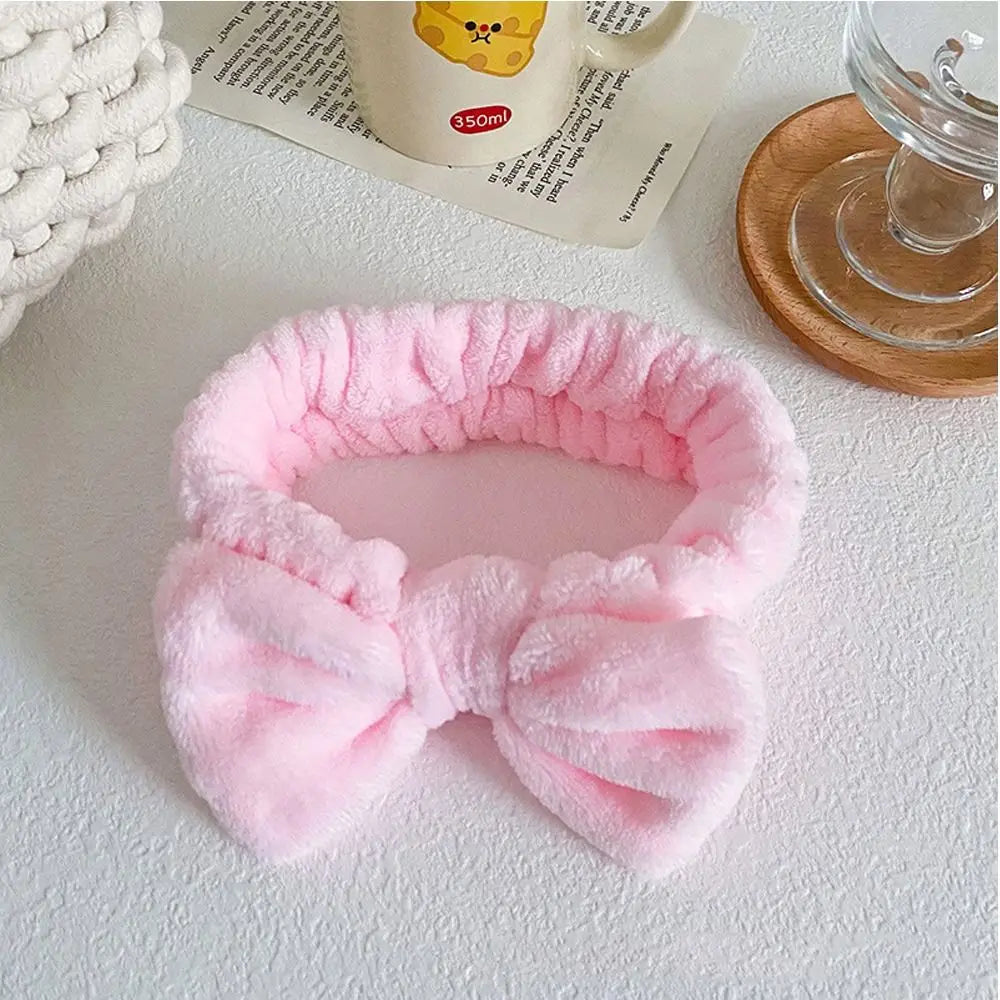 Elastic Coral Fleece Hair Band Soft Bow Fluffy Bowknot Make Up Hairband Knot Cosmetic Headbands Women
