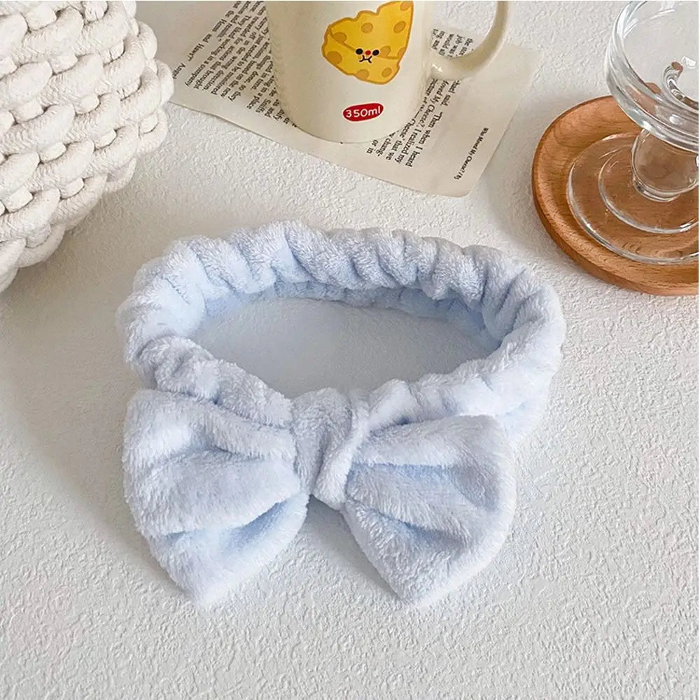 Elastic Coral Fleece Hair Band Soft Bow Fluffy Bowknot Make Up Hairband Knot Cosmetic Headbands Women