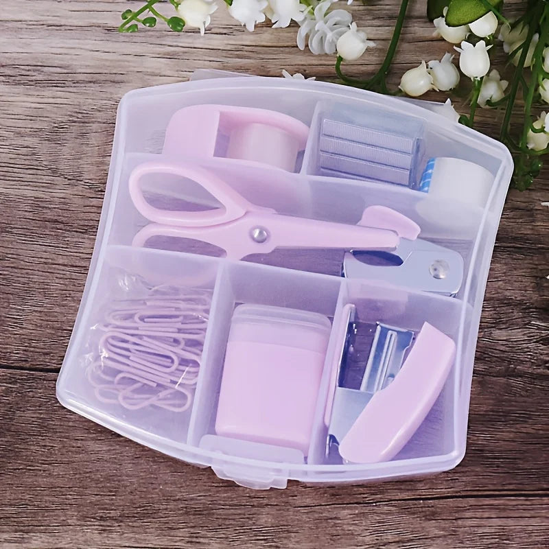 Mini Office Stationery Set Bring Back Snap Staples and Tape Portable Student Office Gift Essential Stationery for Students