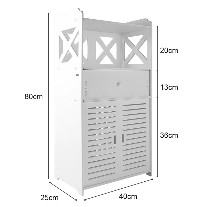 Bathroom Cabinet 3 Tier Storage Cabinet Organizer with Door Bathroom Furniture Free-standing Toilet Storage Cabinet