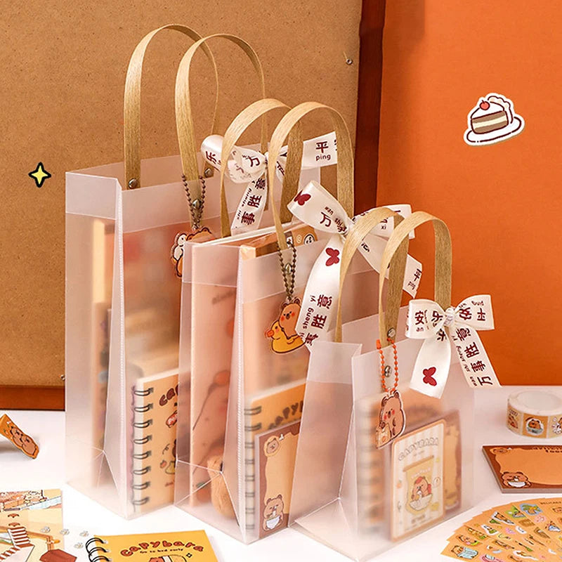 1Set Kawaii Capybara Stationery Set Cartoon Cute Handbag Stationery Set Office Supplies Student Stationery Birthday Gifts