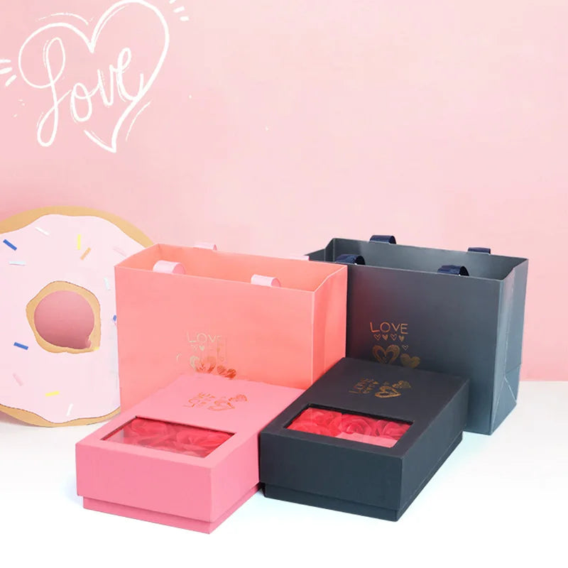 Jewelry Box Immortal Flower Jewelry Box Roses Window Valentine's Day Mother's Day Gift Box Ring Earrings Pendant Necklace Box