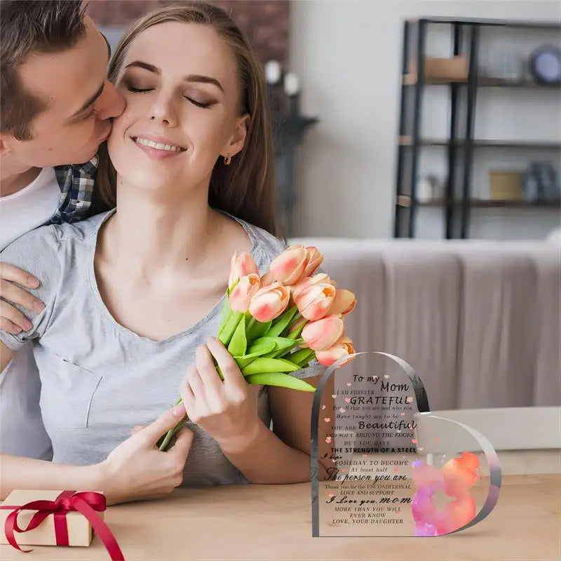 Acrylic Heart Keepsake, Sisterhood Table Decor, Ideal Gifts for Step Mom from Daughter, Remembrance for Family Gathering