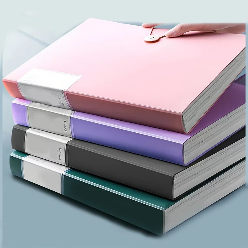 Back-to-School 60-Pocket A4 Folder Durable PP Material Ideal for Organizing Papers Home School Office Storage Waterproof Booklet