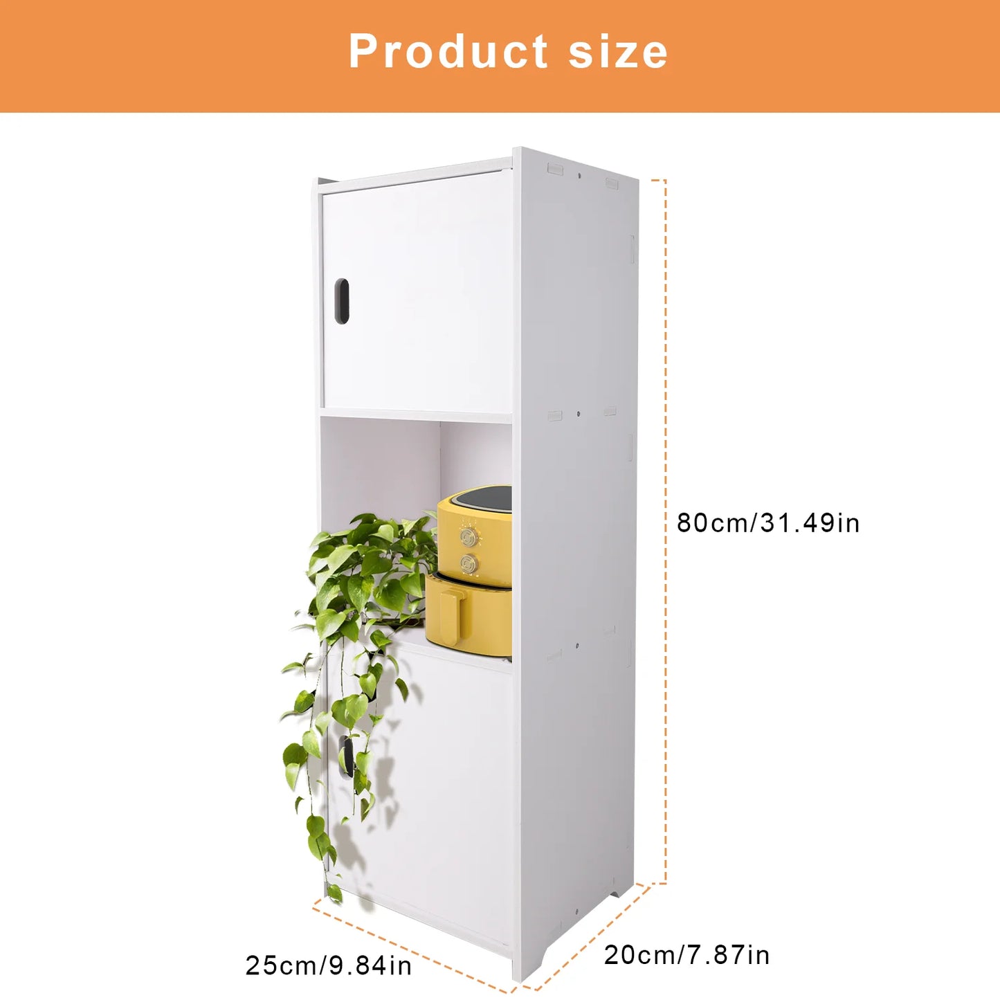 Bathroom Cabinet 3 Tier Storage Cabinet Organizer with Door Bathroom Furniture Free-standing Toilet Storage Cabinet