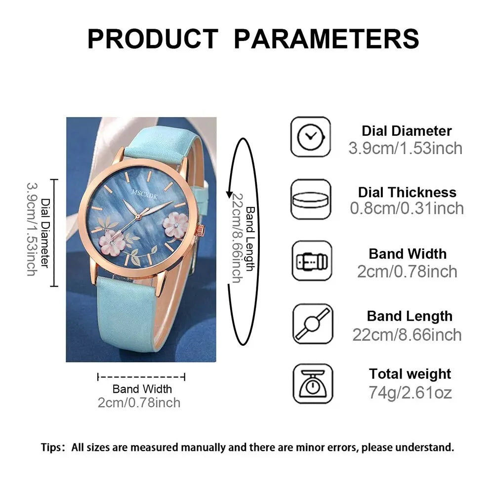 Casual Belt Watch with Simple Wallet & Glasses Set