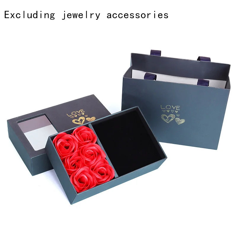 Jewelry Box Immortal Flower Jewelry Box Roses Window Valentine's Day Mother's Day Gift Box Ring Earrings Pendant Necklace Box