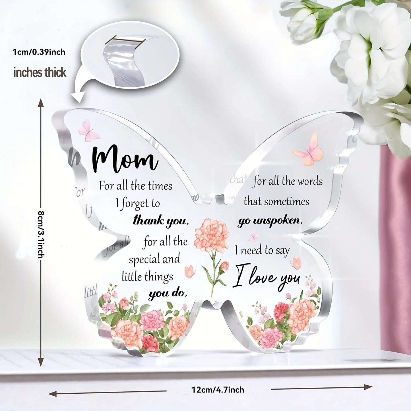 Gifts for Mom, Delicate Mom Birthday Gifts from Daughter Son, Moms Birthday Gift Ideas - Butterfly Acrylic Decorations