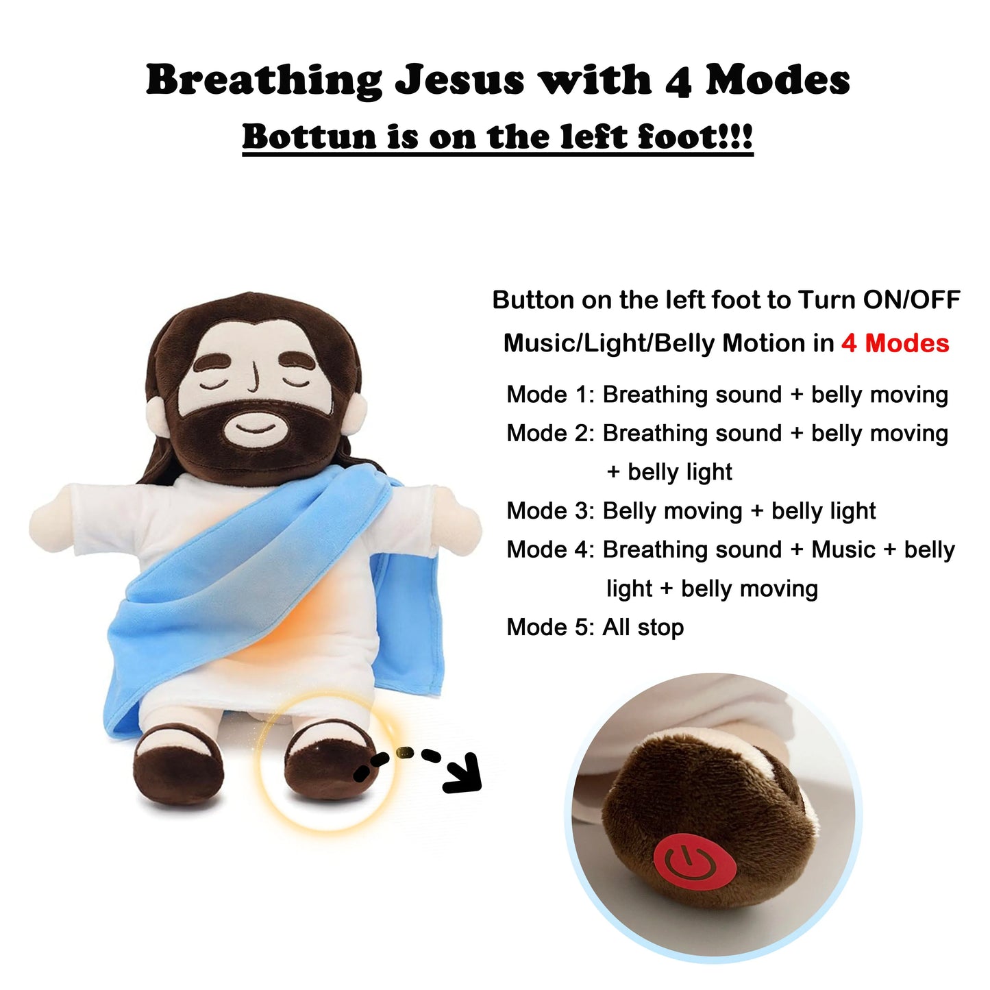 Breathing Jesus Soothing Plush Toy