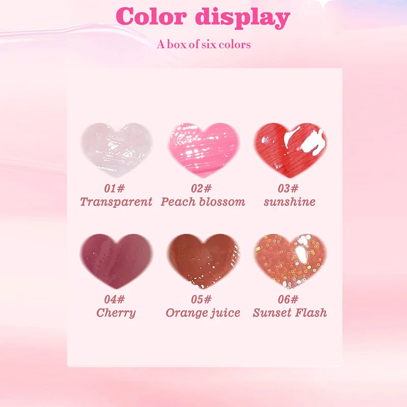 Set 6pcs Moisturizing Lip Gloss Plump Lips Clear Lip Oil Water Light Lip Glaze Hydrating Make Up Liquid Lipstick Korean Cosmetic