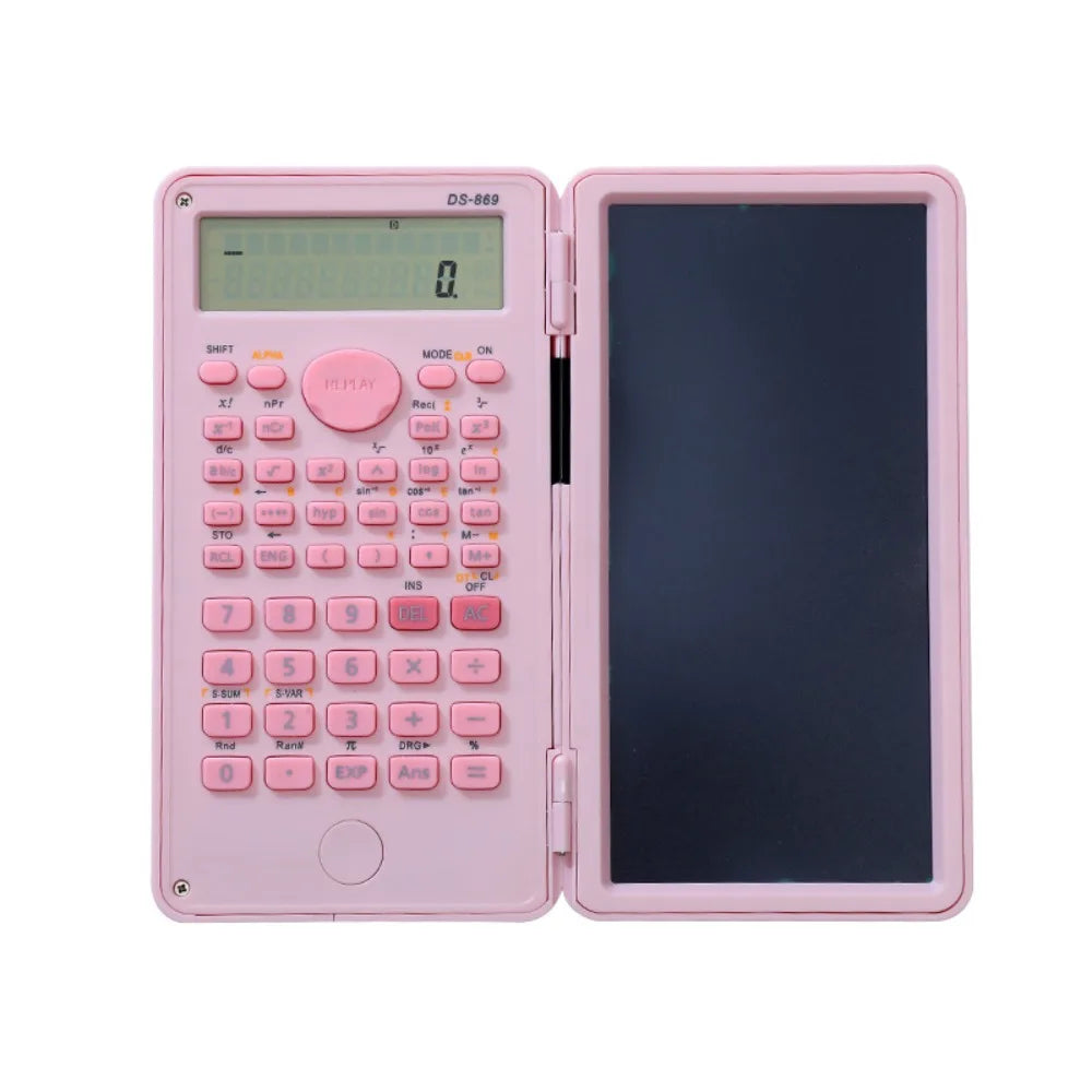 2 IN 1 Scientific Calculator with LCD Notepad 12 Digits Math Calculator Portable Foldable Handwriting Board School Office