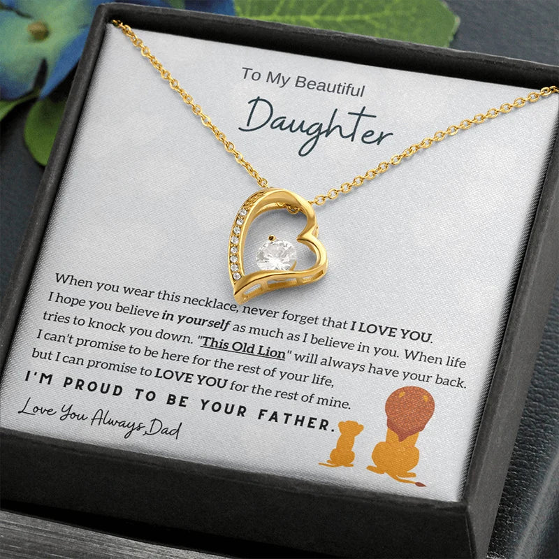 To My Daughter Stainless Steel Love Necklace Gift From Dad Birthday Fashion Women Girl Heart Pendant Necklaces Dropshipping