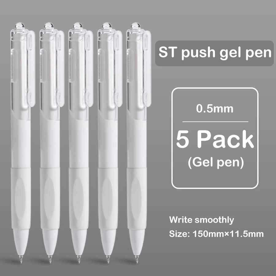 5 pcs gel pen ins smooth press quick-drying  0.5mm black pen ballpoint pens school supplies stationery