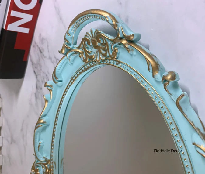 European Decorative Plate Storage Tray Oval Plate Jewelry Display Rotary Candy Decor Tray Mirror Decorative Make Up Mirror