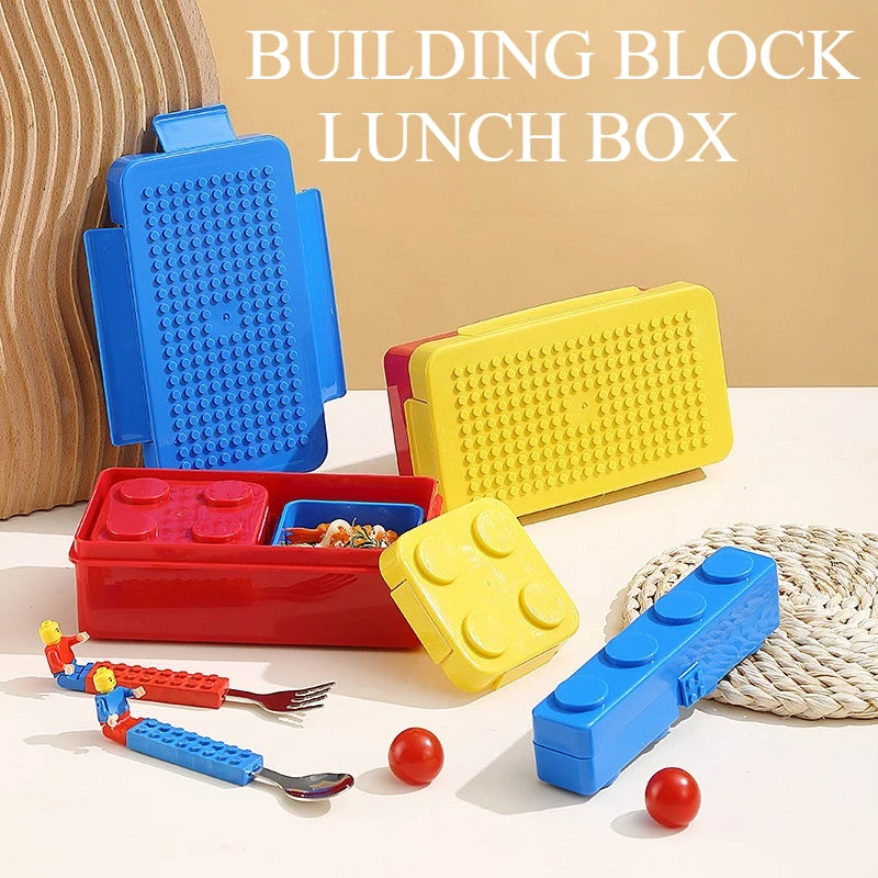 Portable Sealed Lunch Box Color Building Blocks Splicing Children's Student Lunch Box Colorful Picnic Fruit Salad Bento Box