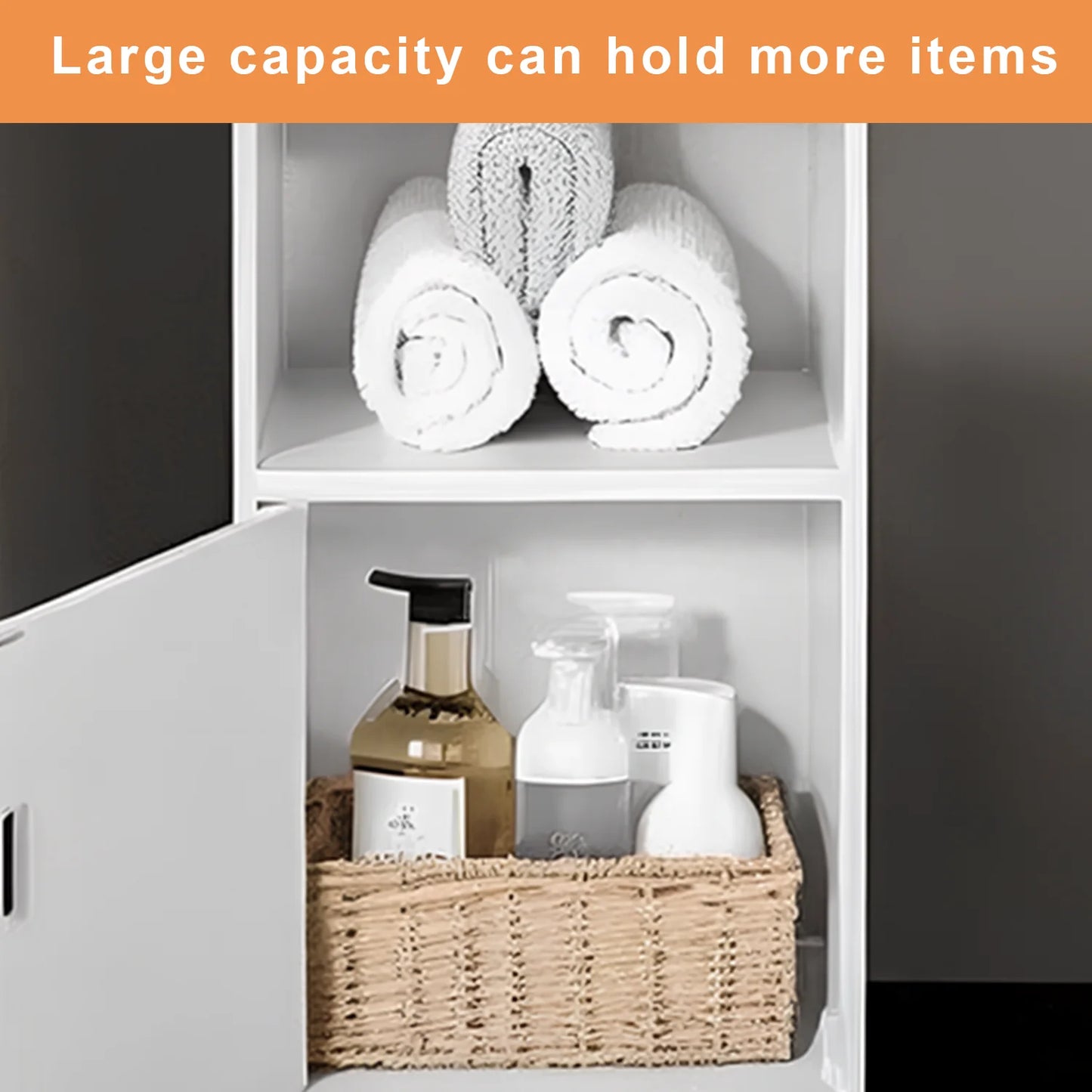Bathroom Cabinet 3 Tier Storage Cabinet Organizer with Door Bathroom Furniture Free-standing Toilet Storage Cabinet