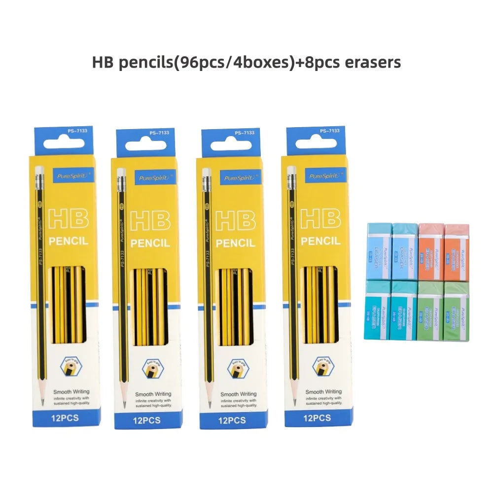 12PCS Woodcased Pencils with Eraser Pre-sharpened HB Lead Graphite Pencils for Students Adults School, Office