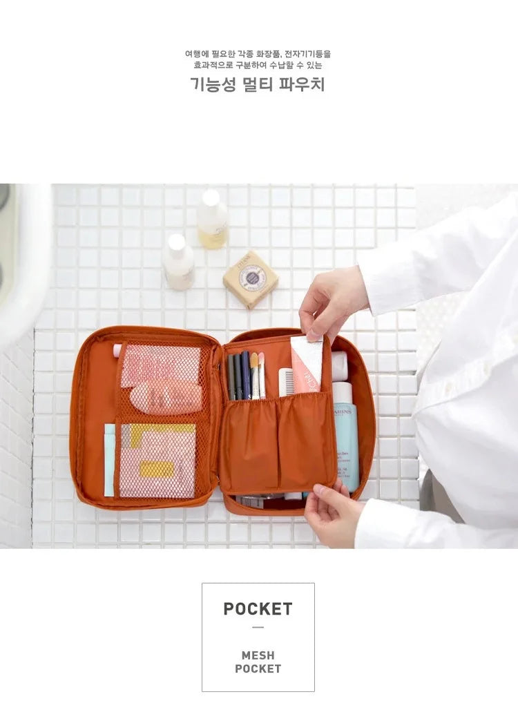 High Capacity Portable Girl Travel Makeup Bag Women's Make up Bag Toiletries Organizer Waterproof Oxford Female Storage Cosmetic