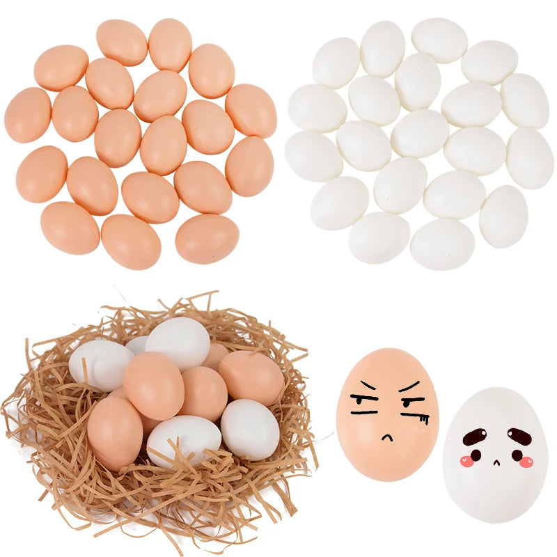 10/20pcs Simulation Plastic Egg DIY Painting Craft Easter Party Home Decoration Farm Nest Eggs Children Educational Toy Gift