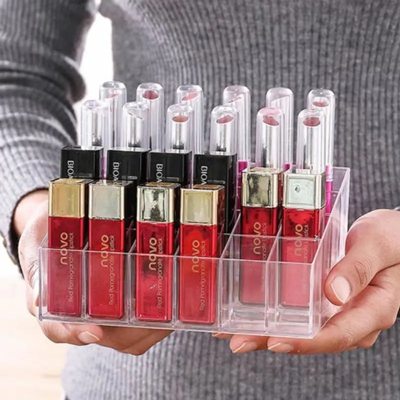 1PC 24 Grids Lipstick Display Stand Makeup Lip Gloss Holder Transparent Cosmetic Storage Display Rack Make Up Tools