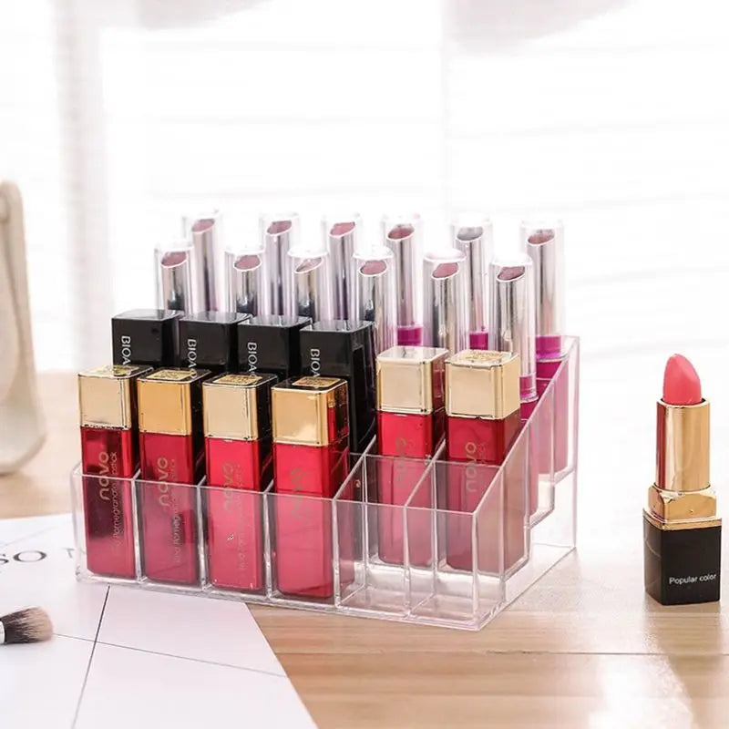 1PC 24 Grids Lipstick Display Stand Makeup Lip Gloss Holder Transparent Cosmetic Storage Display Rack Make Up Tools