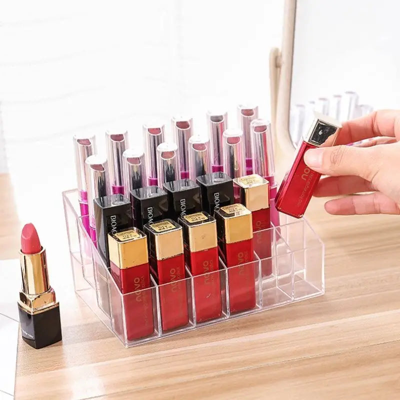 1PC 24 Grids Lipstick Display Stand Makeup Lip Gloss Holder Transparent Cosmetic Storage Display Rack Make Up Tools