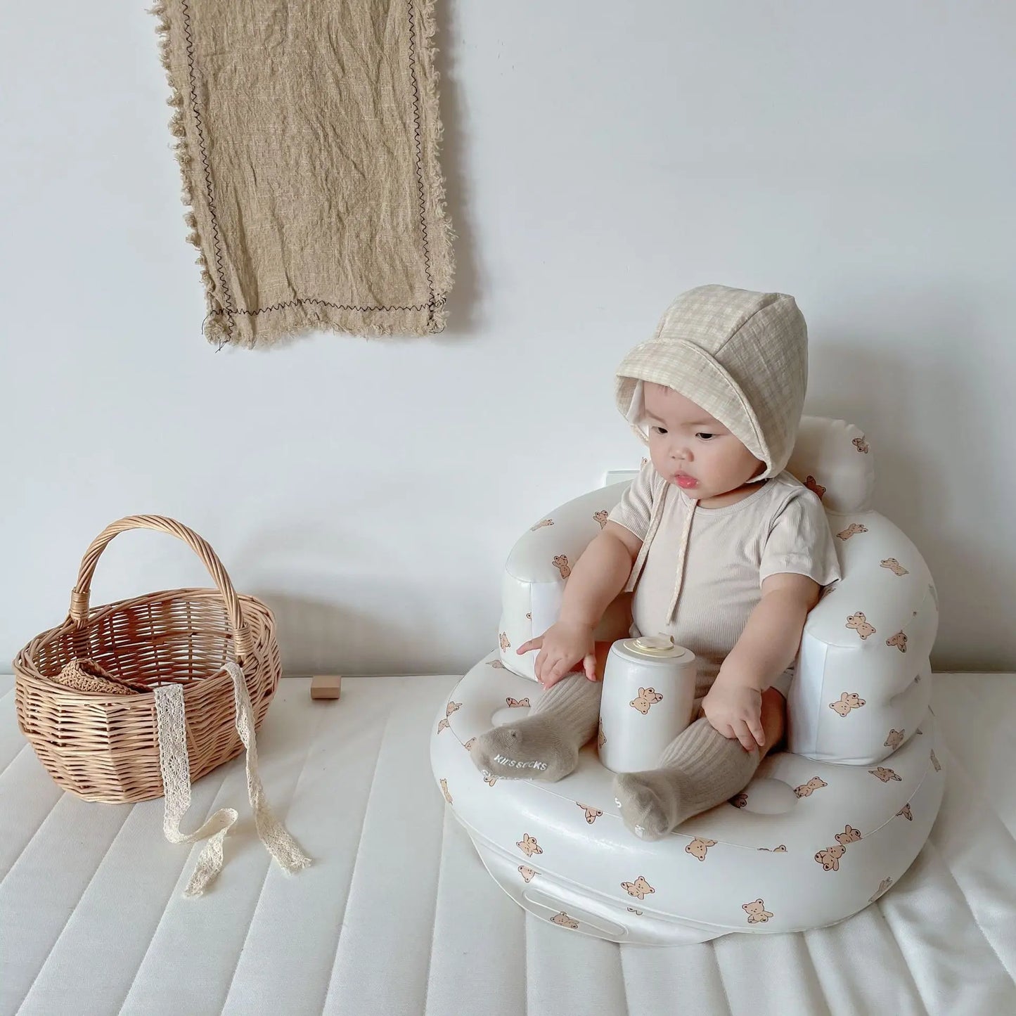 Baby Inflatable Seat Built in Air Pump Infant Back Support Sofa Chair for Sitting Up Portable Baby Shower Chair Floor Seater