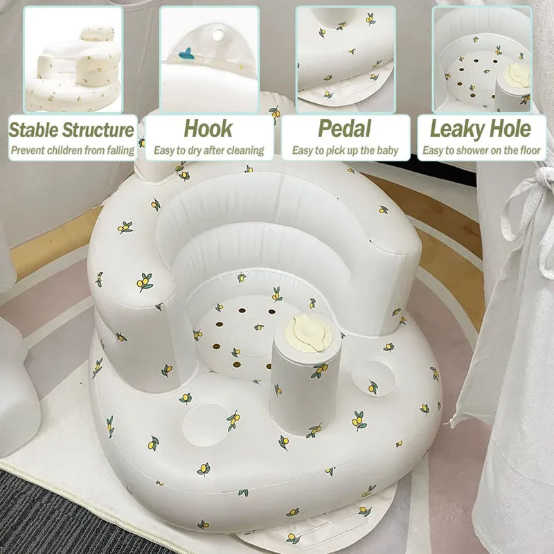 Baby Inflatable Seat Built in Air Pump Infant Back Support Sofa Chair for Sitting Up Portable Baby Shower Chair Floor Seater