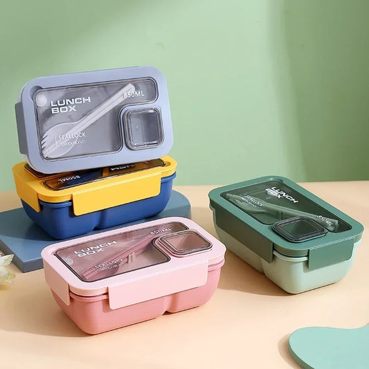 1pcs Lunch Box Portable Lunch Bags for Children School Office Bento Box with Tableware  Complete Kit Microwavable Heating