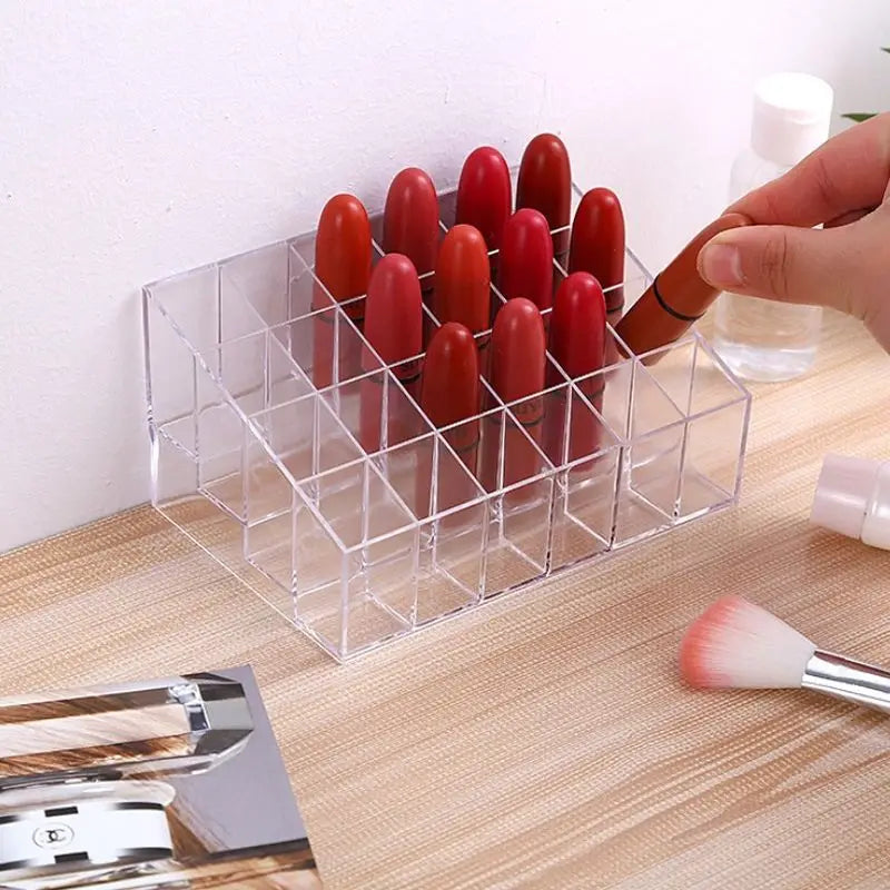1PC 24 Grids Lipstick Display Stand Makeup Lip Gloss Holder Transparent Cosmetic Storage Display Rack Make Up Tools