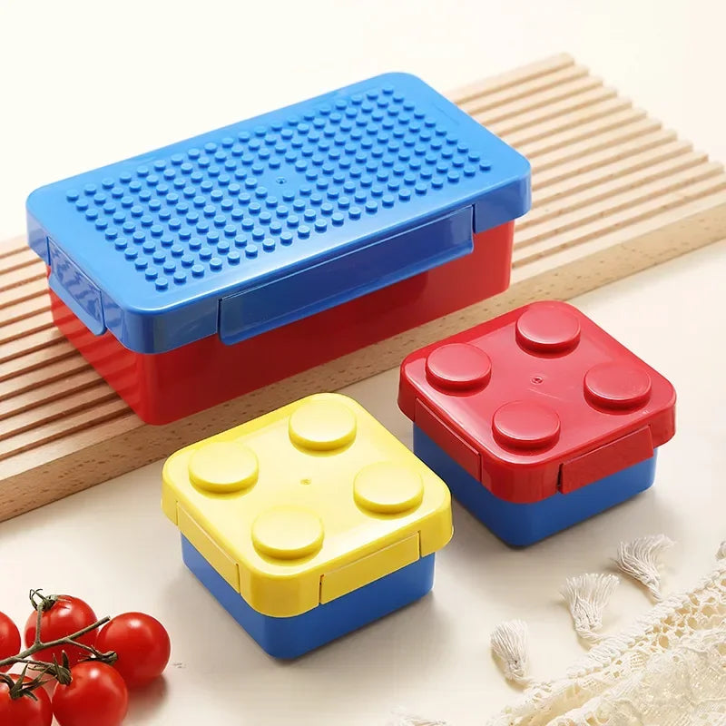 Portable Sealed Lunch Box Color Building Blocks Splicing Children's Student Lunch Box Colorful Picnic Fruit Salad Bento Box