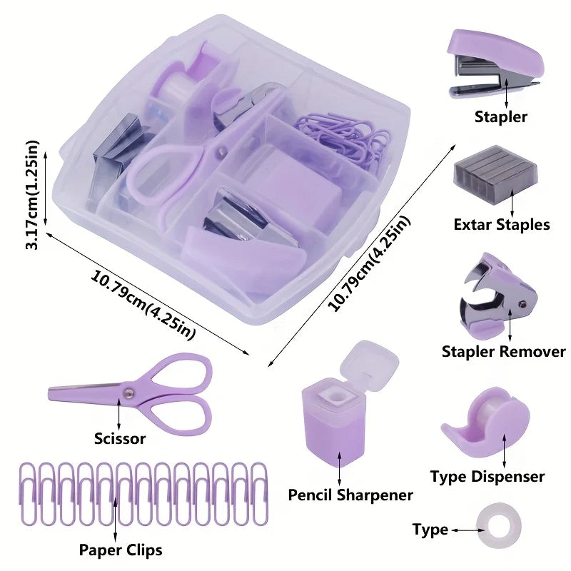 Mini Office Stationery Set Bring Back Snap Staples and Tape Portable Student Office Gift Essential Stationery for Students