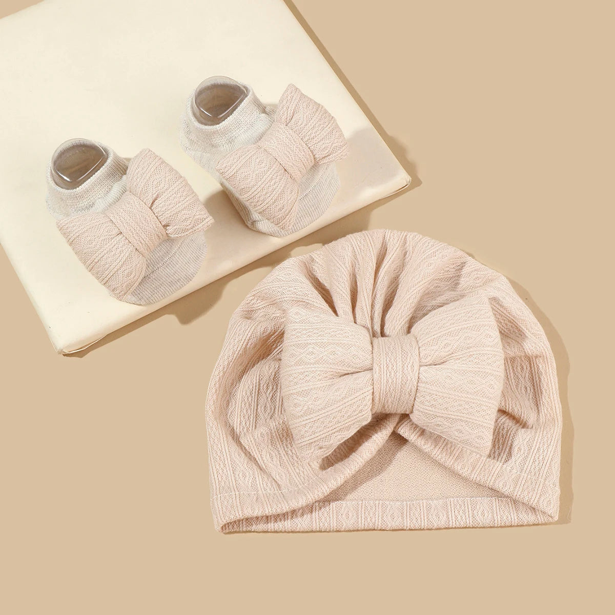 Newborn Baby Bow Hat & Socks Set