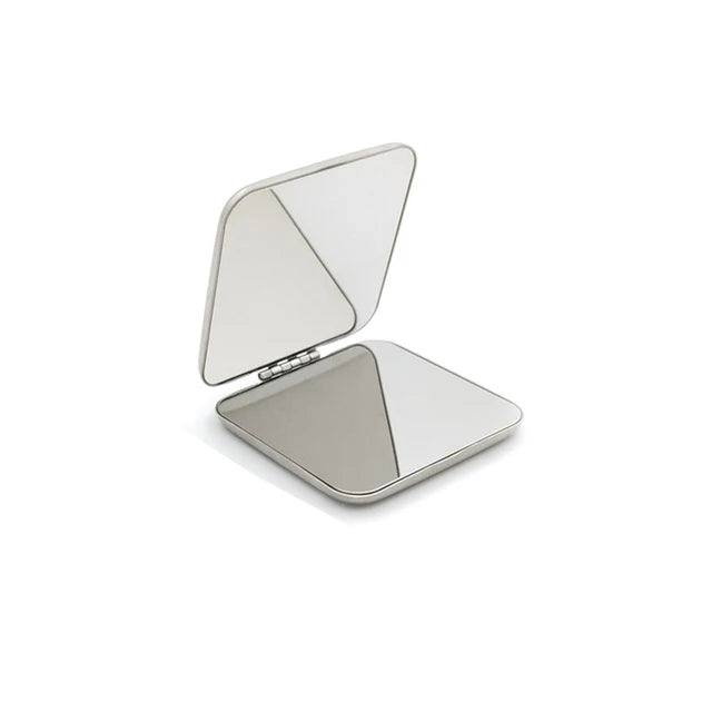 1pc Portable Women Stainless Steel Makeup Mirror Hand Pocket Folded-Side Cosmetic Make Up Mirror Small Various Shapes