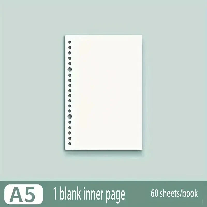 60 Sheets Notebook Refill Notepad Loose Leaf Binder Paper A4/ B5/A5 Blank/Grid/Lined Notebooks Writing Pads Office School