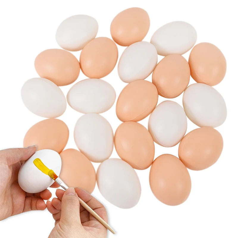 10/20pcs Simulation Plastic Egg DIY Painting Craft Easter Party Home Decoration Farm Nest Eggs Children Educational Toy Gift