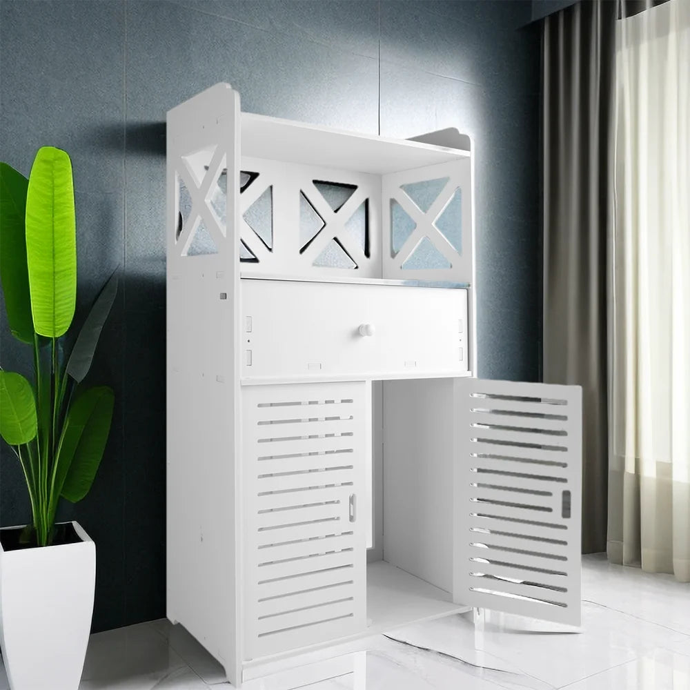 Bathroom Cabinet 3 Tier Storage Cabinet Organizer with Door Bathroom Furniture Free-standing Toilet Storage Cabinet