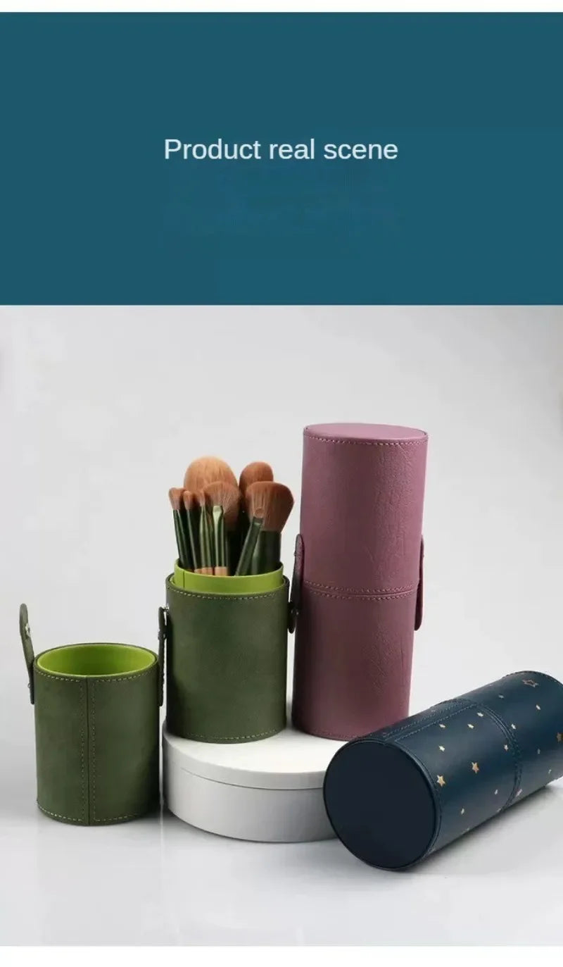PU Leather Travel Empty Cosmetic Brushes Pen Holder Makeup Artist Bag Brushes Organizer Make Up Tools