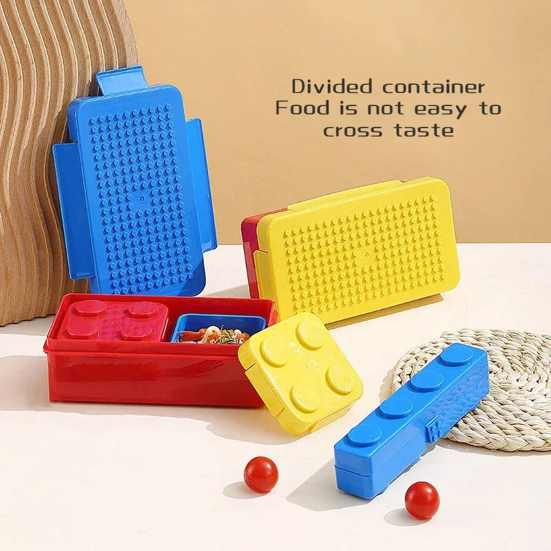 Portable Sealed Lunch Box Color Building Blocks Splicing Children's Student Lunch Box Colorful Picnic Fruit Salad Bento Box