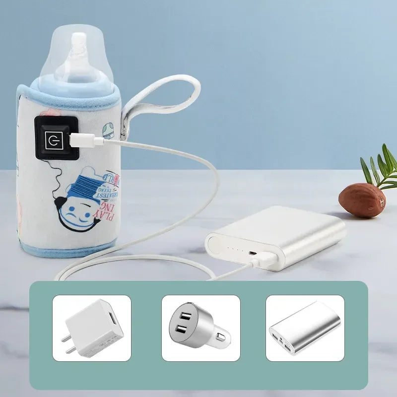 USB Milk Water Warmer Stroller Insulated Bag Baby Nursing Bottle Heater Safe Kids Supplies for Infant Outdoor Travel Accessories