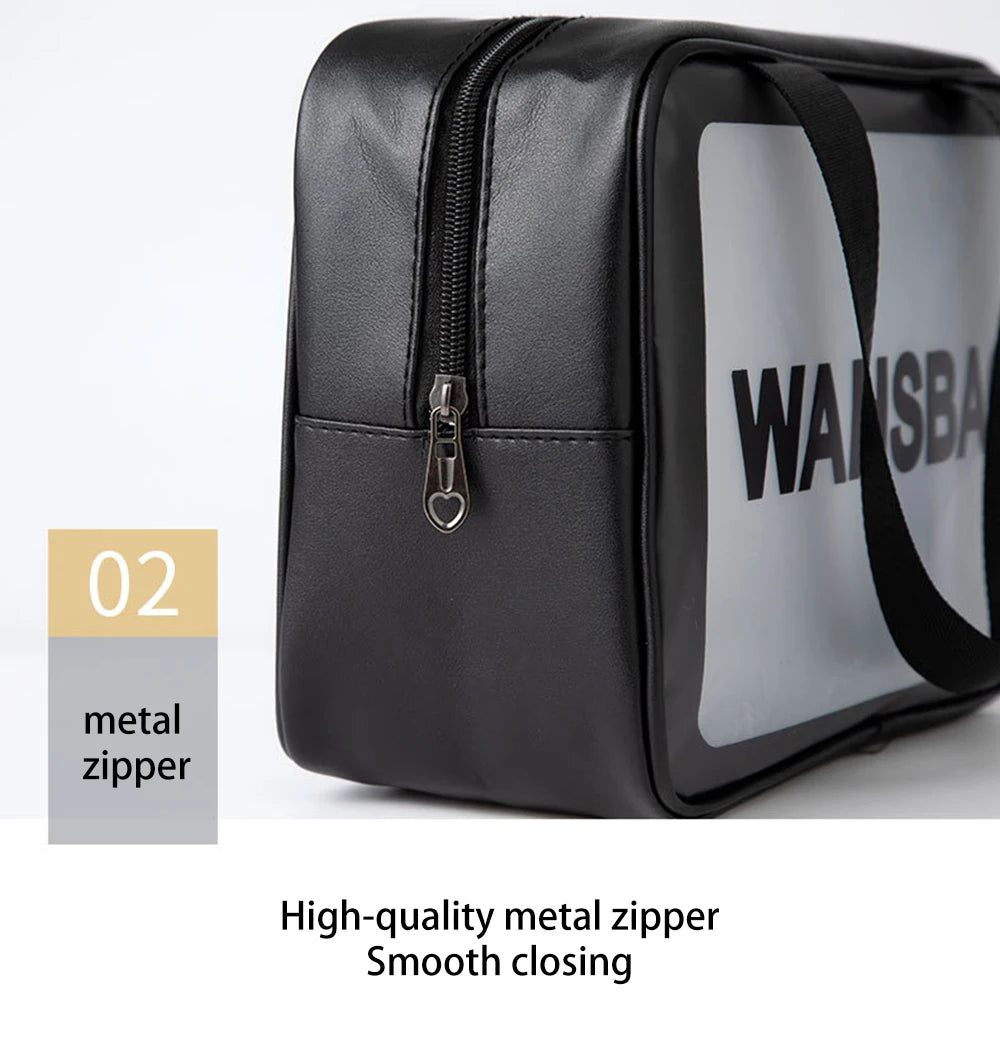 3PCS Portable Makeup Bag Large Capacity Make Up Brushes Lipstick Travel Cosmetics Storage Toiletry Bag Waterproof Transparent