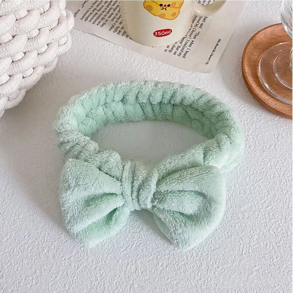 Elastic Coral Fleece Hair Band Soft Bow Fluffy Bowknot Make Up Hairband Knot Cosmetic Headbands Women