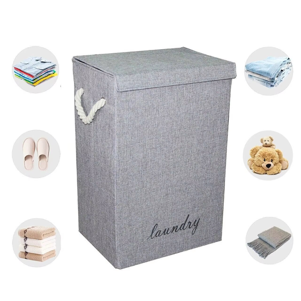  Gray Laundry Basket with Lid