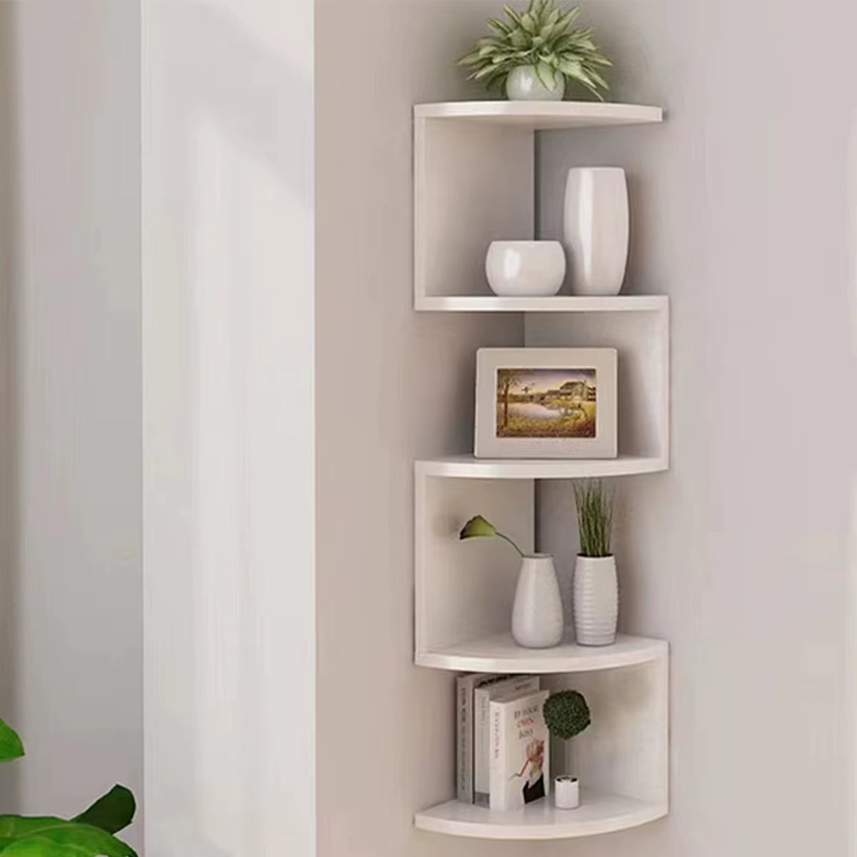 Wall Mounted Corner Bookshelf