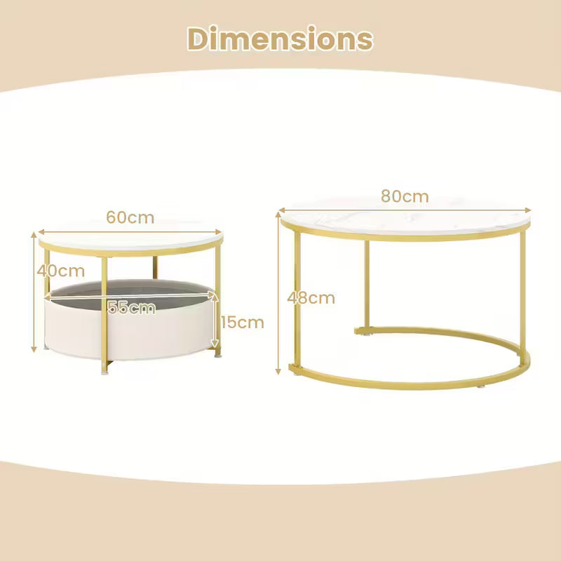 Round Coffee Table Set of 2