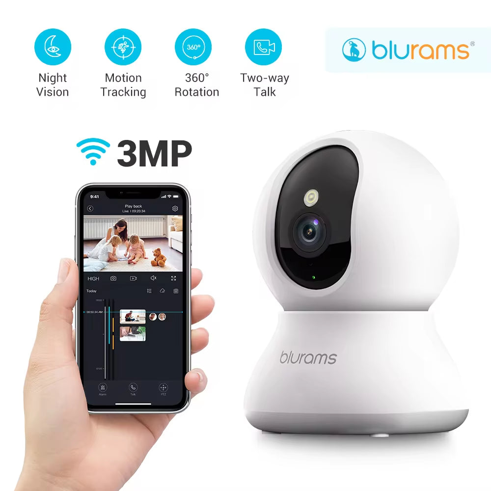 Pet Camera 2K, 360° Indoor Security Camera, Dog Camera with Phone App, PTZ Cameras for Home Security Indoor, 2-Way Audio