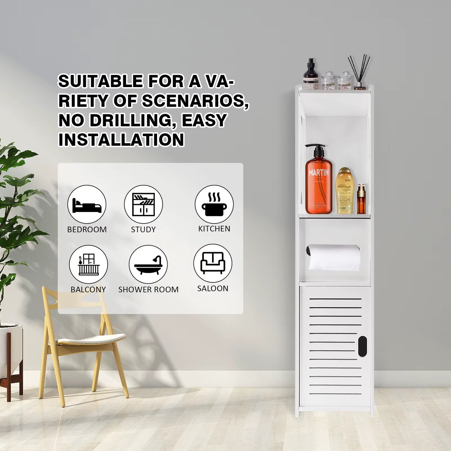 White Bathroom Floor Cabinet