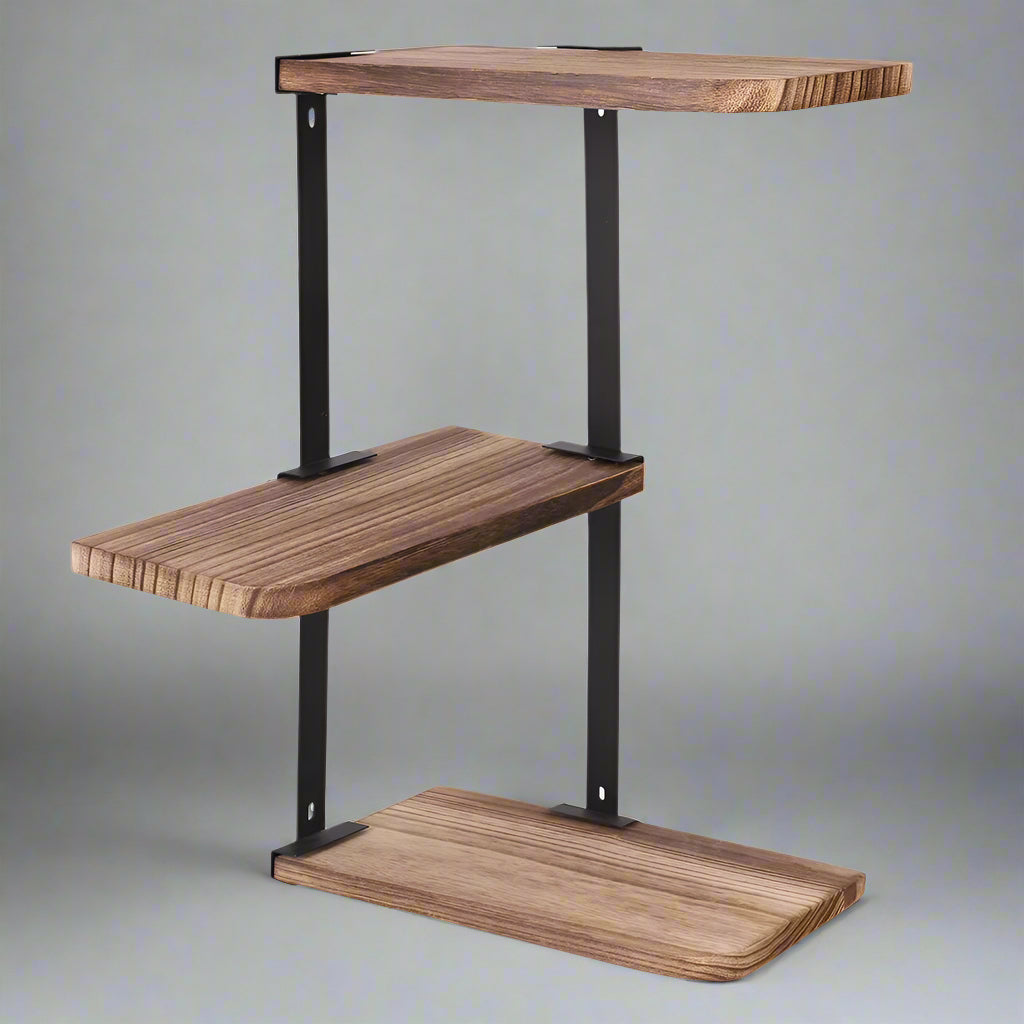 3 Tier Rustic Wood Wall Shelf