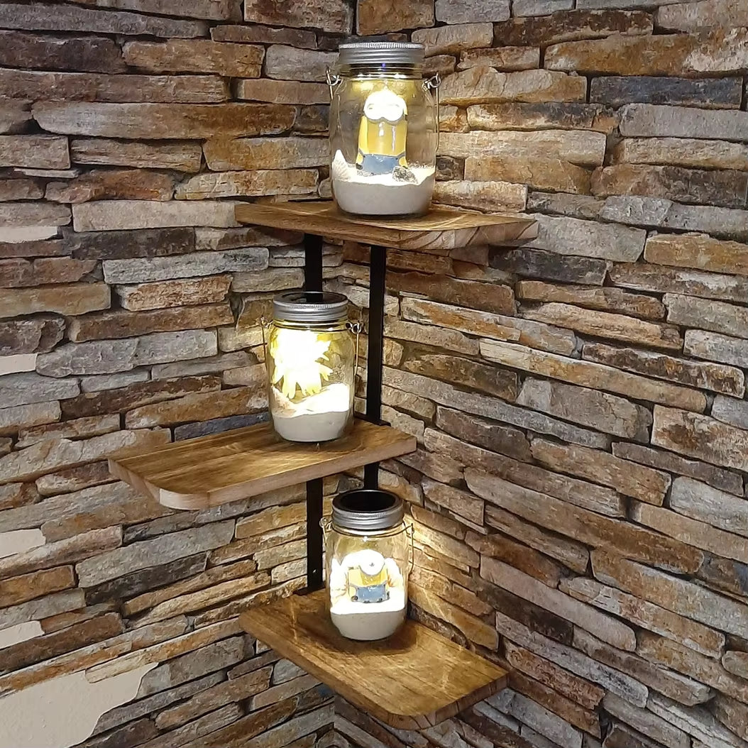 3 Tier Rustic Wood Wall Shelf